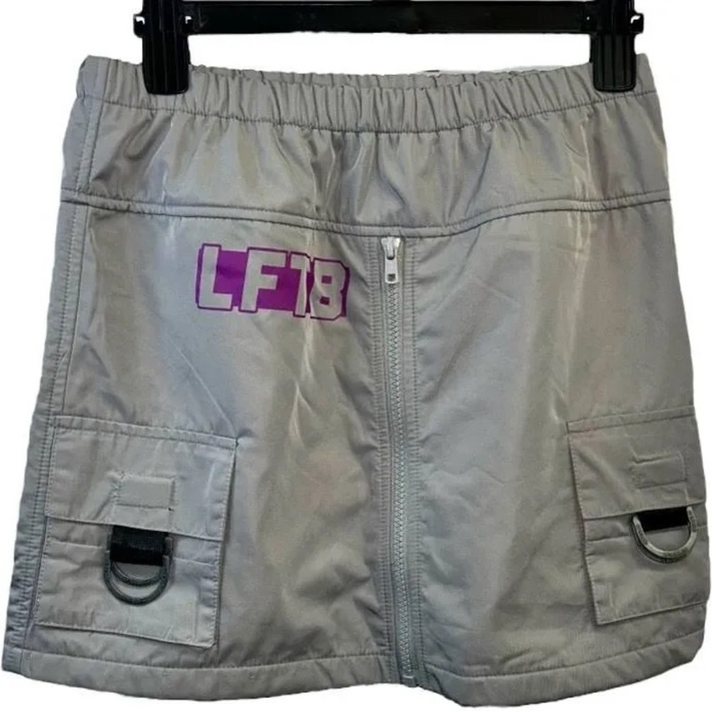Gray Mini Skirt with Purple Logo